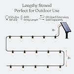 Brightech Ambience Pro Solar Powered Outdoor String Lights, 48 ft Commercial Grade Waterproof Patio Lights, 15 Edison Bulbs, Shatterproof LED String Lights for Outside, Porch - 1W Soft White - Image 3