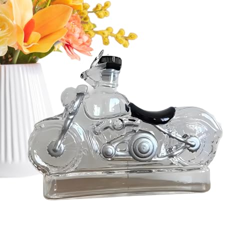 Decantador de Whisky,Recipiente de Vidrio con Diseño de Motocicleta para Bebidas,Decantador De Vino Garrafa | Para Navidad Cumpleaños Regalo Hombre Mujer Adultos Licor Coctel
