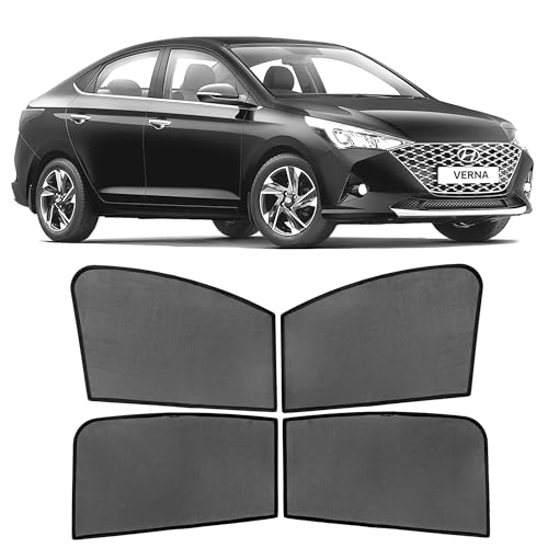 Image of AutoStory Custom Fit Non-Magnetic Cotton Mesh Car Sunshade for Verna 2018-2022| UV & Heat Protection Car Window Curtains | Privacy Car Sun Shade | Breathable Vehicle Specific Side Window Shades