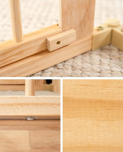 Tavora Laufgitter für Baby & Kleinkind, nachhaltiger Laufstall aus hellem Fichtenholz mit Tür, 8 Elemente je 90x68 cm, solides Absperrgitter schützt beim Krabbeln & Gehversuchen, sicheres Schutzgitter