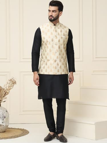 Image of SOJANYA (Since 1958 Men's Silk Blend Kurta Pyjama With Nehrujacket Set