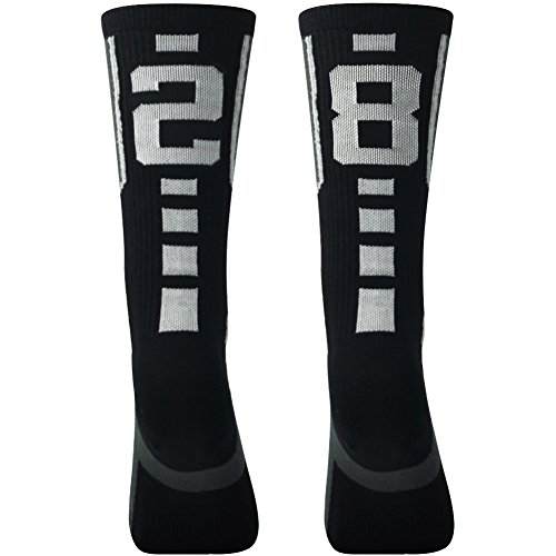Team Long Crew Socks, Comifun School Boys Girls Baseball Black/Grey 13-17 Age,1 Pair."28""82"