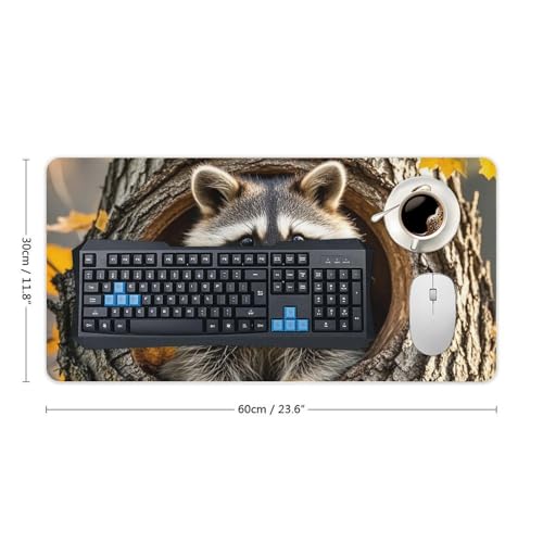 Desk Pad Protector 24x12 Inch Extended Raccoon Tree Hole miniatura 2