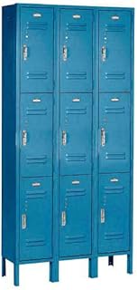 3 Tier Locker, 12 X 15 X 24, 9 Door, Ready To Assemble, Blue