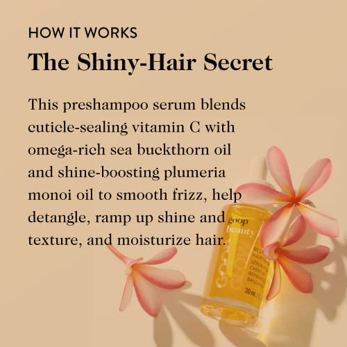 Goop Beauty Hair Serum | Hair Moisturizer For Frizzy & Dry Hair | Vitamin C, Sea Buckthorn Oil, And Plumeria Monoi Oil | 1 Fl Oz | Hair Detangler To Help Shine & Texture | Paraben And Silicone Free #TOP6