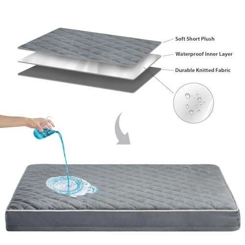 Image of WNPETHOME Orthopedic XL Dog Bed for Crate, Waterproof Extra Large Dogs Bed with Removable Washable Cover, Multi-Needle Quilting Dogs Crate Bed