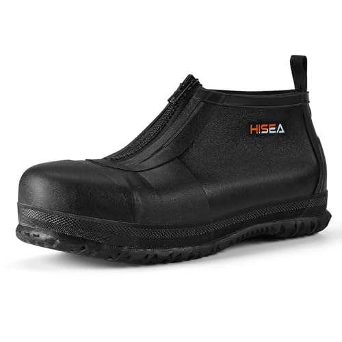 HISEA Zip-up Steel Toe Seamless Rubber Rain Boots Covers Waterproof Shoes Cover for Outdoor Mud Garden Work