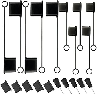 5 Pcs USB C Cable Cover + 5 USB Port Protective Cover + 5 USB C Dust Plugs Caps + 5 Anti Dust Protectors for 3.5mm Headphone Jack, Silicone Anti-Dust Pluggy Caps for Type C Charging Port Devices
