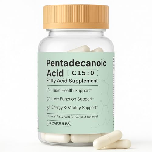 Pentadecanoic Acid Capsules C15:0 Fatty Acid Supplement Pure Plant-Based Essential Fatty Acid - 90 Vegan Capsules (1)