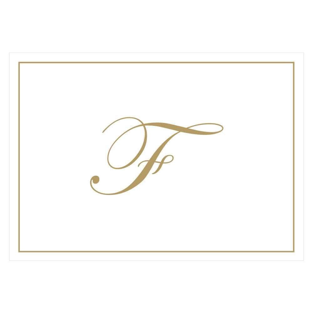Caspari Gold Embossed Initials Boxed Note Cards in Letter F, 32 Cards &amp; Envelopes