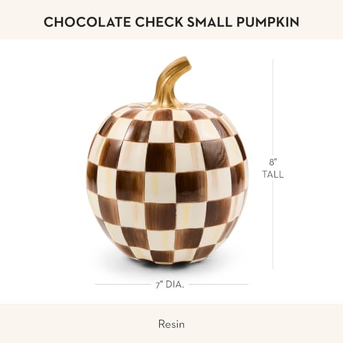 Image of MACKENZIE-CHILDS Resin Pumpkin, Small, Dark-Brown-and-White Chocolate Check