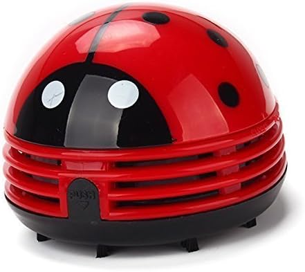 Chofit Adorable Mini Desk Cleaner, Portable Beetle Vacuum Cleaner Crumb Sweeper Desk Hoover Mini Hoover (Red)