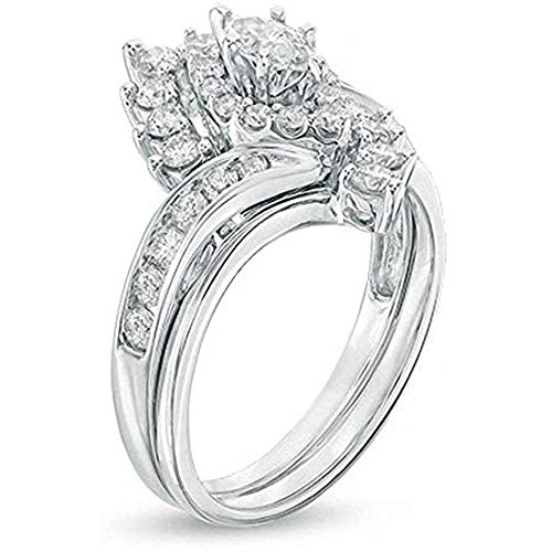 V Touch Marquise Cut D/VVS1 Diamond Engagement Wedding Bypass Bridal Ring Set for Women's 14K White Gold Plated 925 Sterling Sliver2