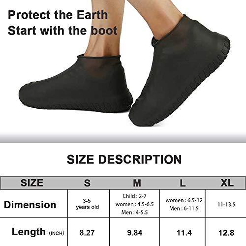 Nirohee Silicone Shoes Covers, Shoe Covers, Rain Boots Reusable Easy to Carry for Women, Men, Kids(M)
