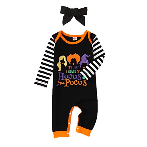 CM C&M WODRO Newborn Infant Baby Girl Halloween Hocus Pocus Romper Jumpsuit Long Sleeve Onesie Bodysuit Outfits Clothes