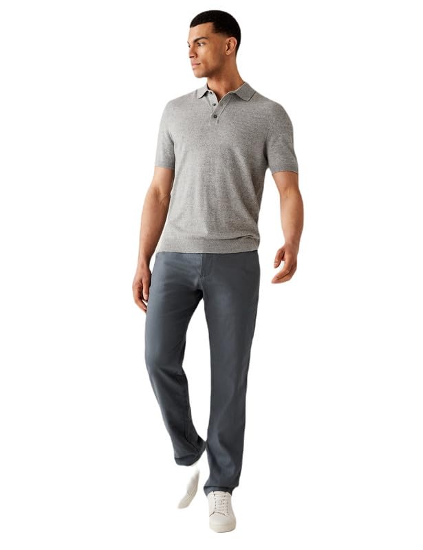 Image of Marks & Spencer Regular Fit Linen Rich Chino Trousers