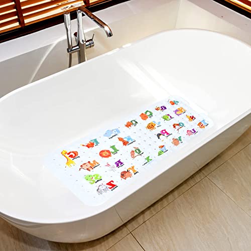 Secopad Kids Bath Mat For Tub Non Slip, 40 X 16 Inch Large Anti Slip Bathtub Mat For Toddlers Baby, Animal Alphabet #TOP1
