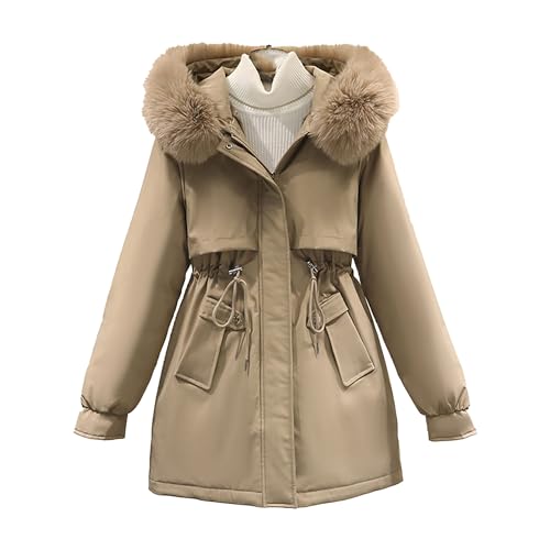 Capuche en fourrure blouson bouffant isolé pour femmes parka d'hiver