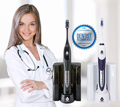 Pursonic S520 Black Ultra High Powered Sonic Electric Toothbrush With Dock Charger, 12 Brush Heads & More! (Value Pack) #TOP1
