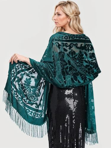 Peacock Velvet Shawl with Fringe Beaded Shawl for Women Peacock scarf Handmade Beading Indian Wraps for wome Tassel3