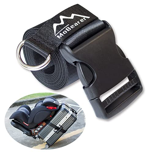 MoBearer Car Seat Travel Belt Car Seat Travel Strap to Convert Kid Car Seat and Carry-on Luggage into an Airport Car Seat Stroller Safe Travel Solution for Transport (Black Large-1)