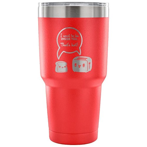 Odditees TUMBLER30OZRED-483 Funny Tumbler Toast And Toaster Laser Etched 30Oz Stainless Steel Tumbler cover