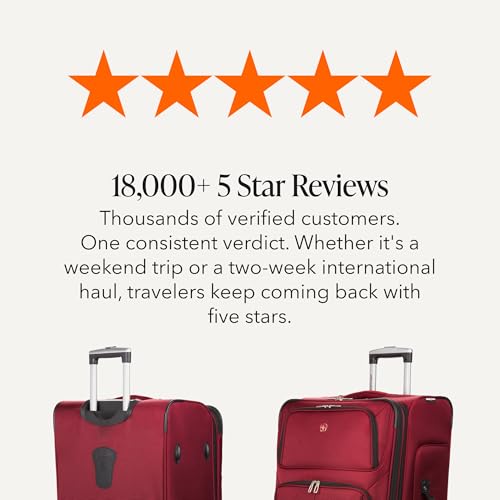 SwissGear Sion Softside Expandable Spinner Luggage Durable Lightweight Travel Suitcase, Burgundy, Checked-Large - image 9