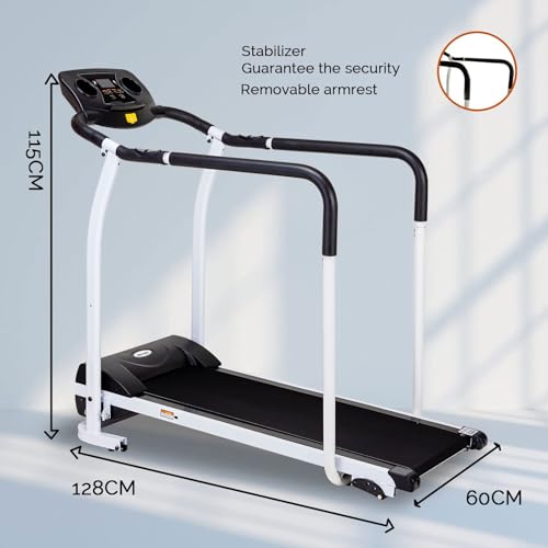 Image of Walking Pad Treadmill for SeniorFoldable Exercise Treadmill with Stable and Safe Structural DesignLarge LCD Display for ElderlyLong Handrail for Balance