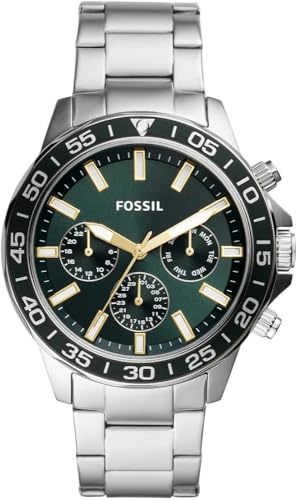 Image of Fossil Analog Green Dial Silver Bracelet Men's Watch BQ2492