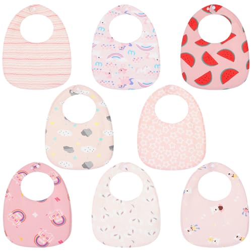 Image of 8 Pack Baby Drool Bibs, Cotton Baby Bandana Drool Bibs Newborn Bibs Drooling and Teething Bibs for Baby Girl, Infant, Toddler