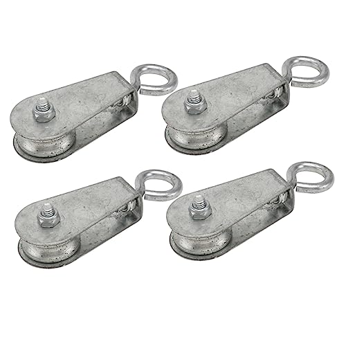 MUSISALY 4pcs Miniature Cable Rig Weight Lifting Pulley Winch Cable Pulley Rope Pulley for Hoisting Sturdy Galvanized Iron Pulleys