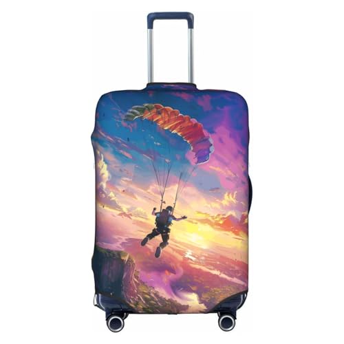 man flying with parachute Elastic Travel Luggage Cover Travel Suitcase Protective Cover