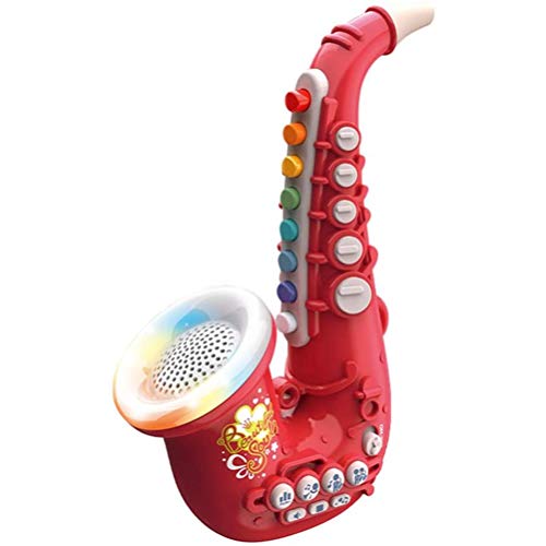 Saxofón de Juguete para niños, Juguetes de saxofón Instrumento Musical con Boquilla extraíble Ajuste de Volumen de 5 Niveles Tocaciones de Instrumentos Musicales educativos (Roja)
