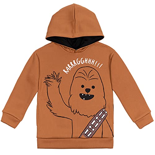 STAR WARS Chewbacca Big Boys Fleece Pullover Hoodie with Pockets Brown 10-12