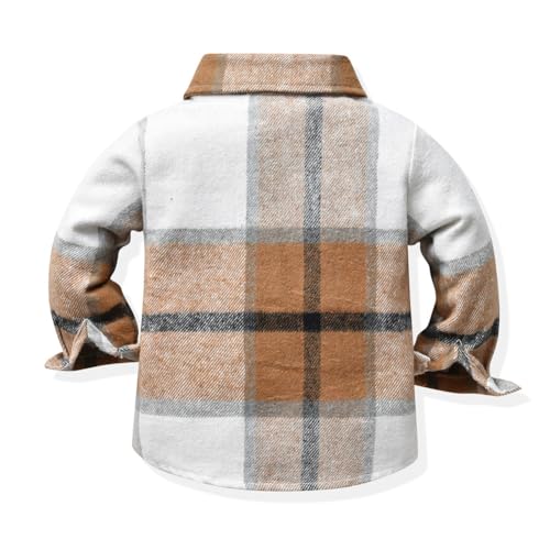 Little Kids Baby Boy Girl Long Sleeve Button Down Plaid Shirts Fall Winter Flannel Shacket Jackets Tartan Tops2