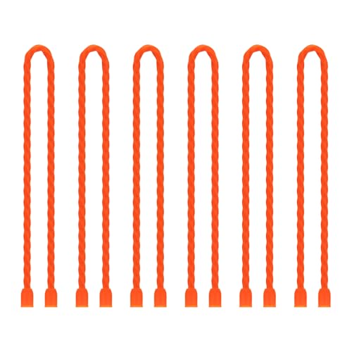 Gesipor 6 PCS 12-Inch Silicone Cable Ties Dia 5mm Reusable Steel-Core Rubber Twist Ties Bendable Cable Ties for Bundling and Holding, All Purpose Cord Tie for Indoor and Outdoor (Orange)
