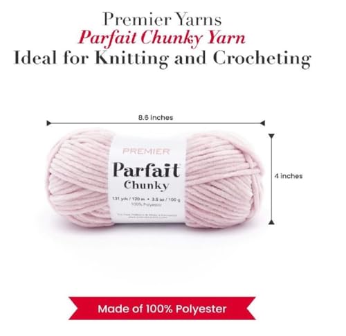 Image of Premier Yarns Parfait Chunky Chenille Yarn 3.5 Oz 6 Super Bulky Weight 3 Pack Bundle with Bella's Stitch Place Holders (Rose)