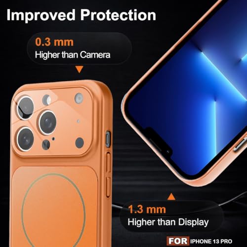 Image of SHINESTAR Premium Luxury Case Compatible with iPhone 13 Pro | Protective Back Cover with Camera Lens Safety | Wireless Charging Support | Slim Fit Durable Design | Enhanced Grip Protection Orange