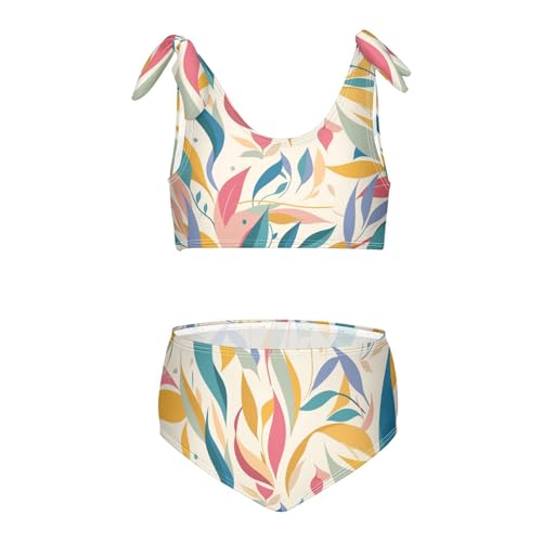 KLL Autmun Trendy Floral Pattern Girls Two Piece Bikini Set Quick-Dry Swimsuit Swimming Suits Adjustable Shoulder Strap