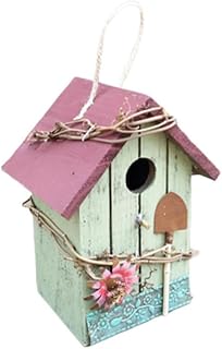 Yardwe Bird Cage Decor Miniatures Rustic Home Decor Craft Wood Bird House Easter Decoration Hanging Bird House Decoration Wooden Red Rural Hanging Pendant Rural House Ornament Model