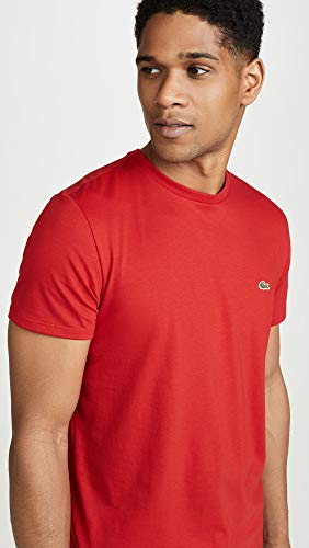 Lacoste Mens Short Sleeve Crew Neck Pima Cotton Jersey T-Shirt T Shirt, Red Bright, Small Us #TOP1