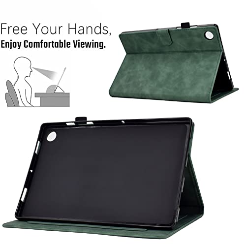 Case for Galaxy Tab A11+ Plus 2026/ A9 Plus 2024 11-Inch, PU Leather Cover Embossed Flower Multi-Angle Stand with Auto Wake/Sleep Case for Galaxy Tab A9 Plus Tablet,Green by FUNUT - Image 4