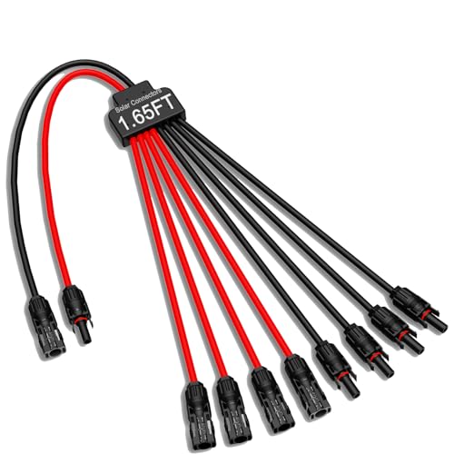 JXMXRPV Solar Connectors for 4 Solar Panels,Tool-Free Solar Panels Connectors,Waterproof Solar Panel...