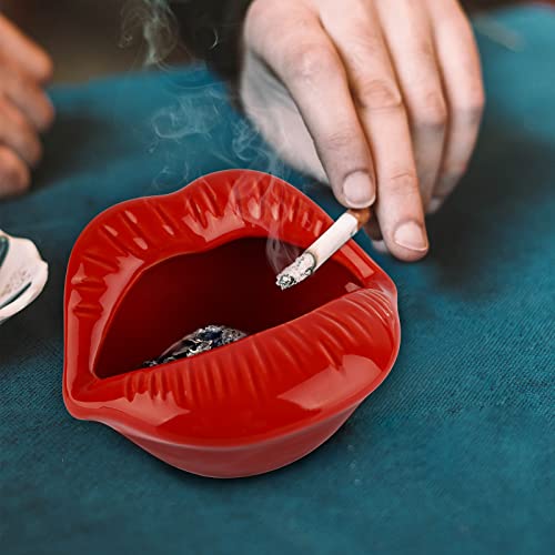 Loghot Creative Ceramic Cigarette Ashtrays With Lips Style Fashion Home Decorations (Light Red) #TOP4