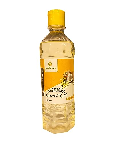 Image of Trivikrama Cold Pressed Unrefined Virgin Coconut Oil | Coconut Oil For Cooking | Coconut Oil For Skin | Coconut Oil For Hair | Face Coconut Oil | Pure Coconut Oil 60% MCT | Multipurpose Usage | A1 grade real coconut | From Makers of Parachute 500 ML