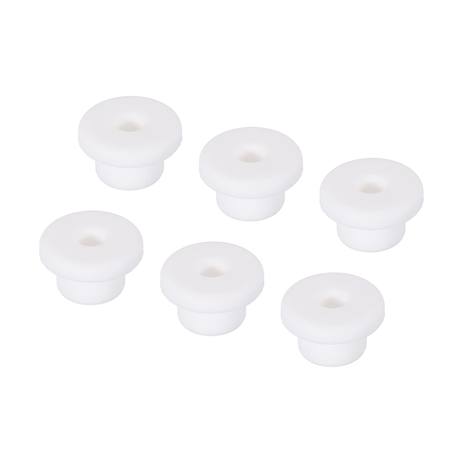 MECCANIXITY 6Pcs T Type Rubber Grommet Mount Dia 15mm ID 6mm H 14mm Seal Protection Flexible Hole Plugs for Cable Pipe White