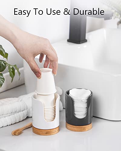 Viosuniu (2Nd Generation) Ceramic Bathroom Dixie Cup Dispenser - Holds 3 Oz Mouthwash Disposable Paper Holder For Rinsing Cups On Bathroom Vanity Countertops (1 Pack, White) #TOP2