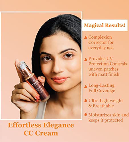 Image of Effortless Elegance CC Cream 50gms | All Day Face Moisturizer 50gms | & | Vitamin C Face Serum 40 ml | for Daily Use | Skin Moisturizer | Deep Nourishment & Hydration | Lightweight & Calming | Light Face Makeup with Natural Coverage | Conceal Dark Spots | Skin colour Corrector | Waterproof Foundation | Tinted Moisturizer to Brighten Skin | with Natural SPF | 100 % Natural & Vegan | for all skin types | Combo