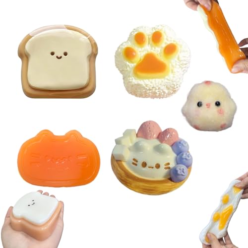 5 PCS Fufu Squishy Set, Taba Squishy,Squishy Patte de Chat,Jouets de Soulagement du Stress Mignons pour Soulage
