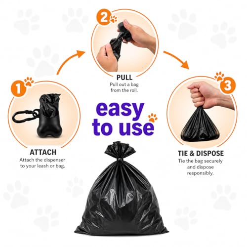 Image of Dog Poop Black Bags with Dispenser (700 Bags) doggy poop bags Pickup Bag 35 Refill Rolls Dog Waste Bags Cat Litter Clamps & Poop Bags (35 Rolls, Uscented)